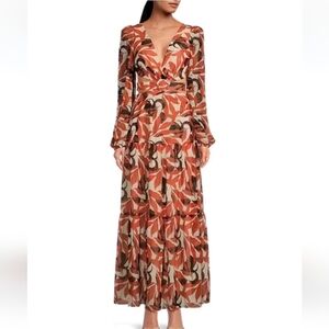 Gianni Bini Lillian Copper Palm Print Maxi Dress 4